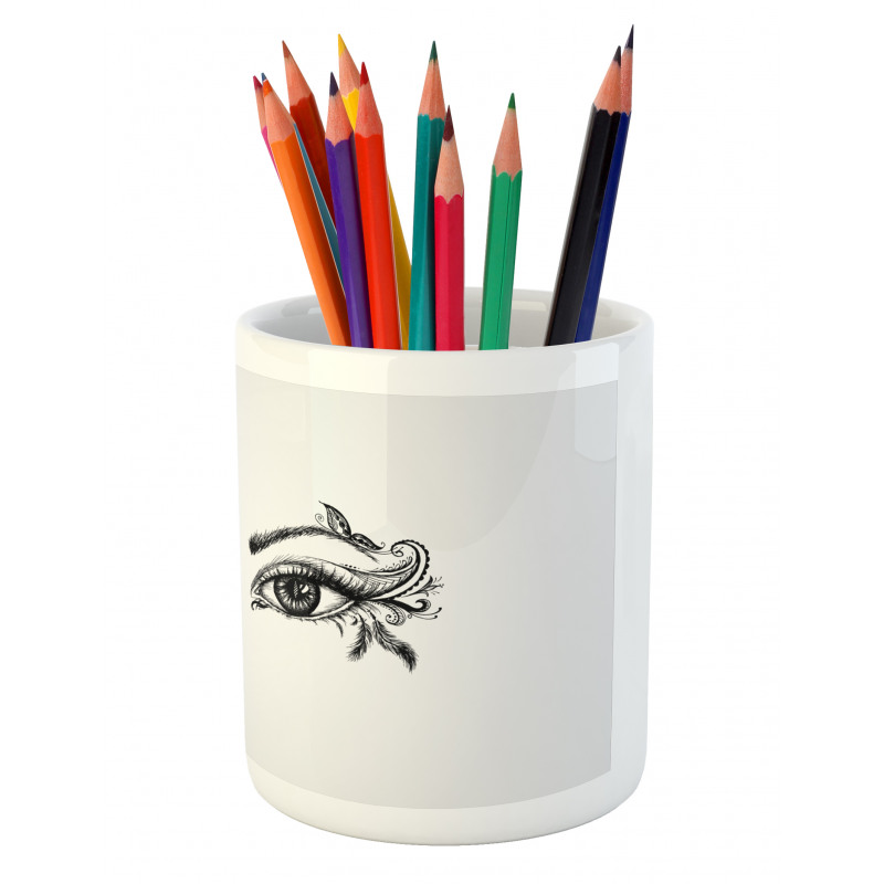 Feather Butterfly Woman Pencil Pen Holder