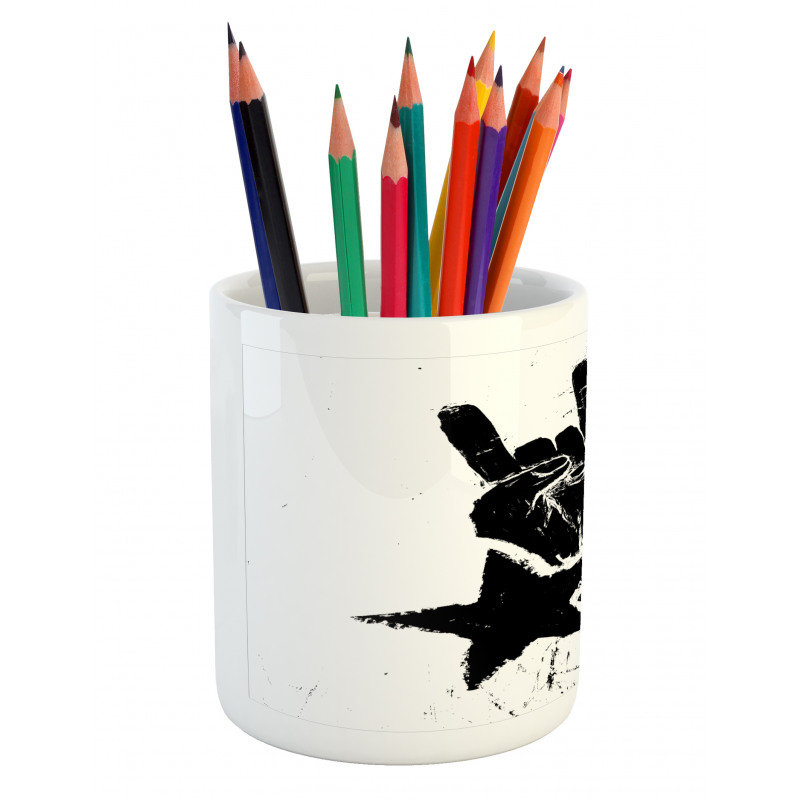 Grunge Effect Hand Star Pencil Pen Holder