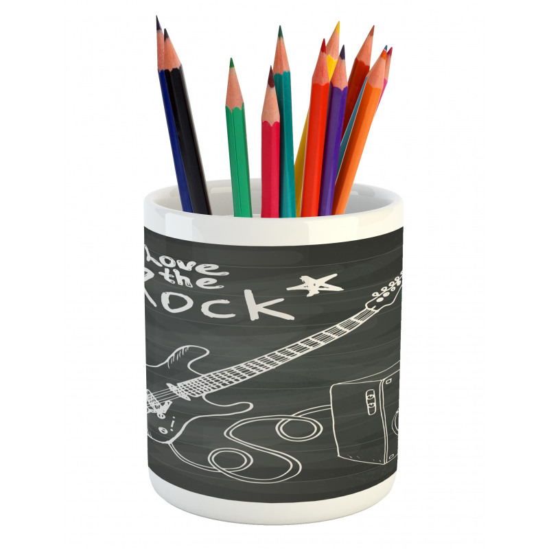 Love Rock Music Sketch Pencil Pen Holder