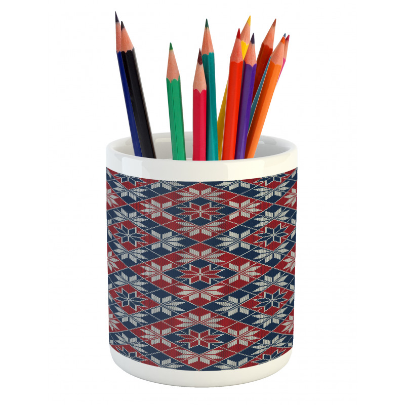 Tartan Geometric Floral Pencil Pen Holder