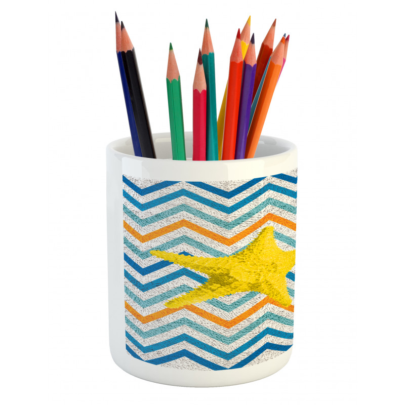 Angled Stripes Starfish Pencil Pen Holder