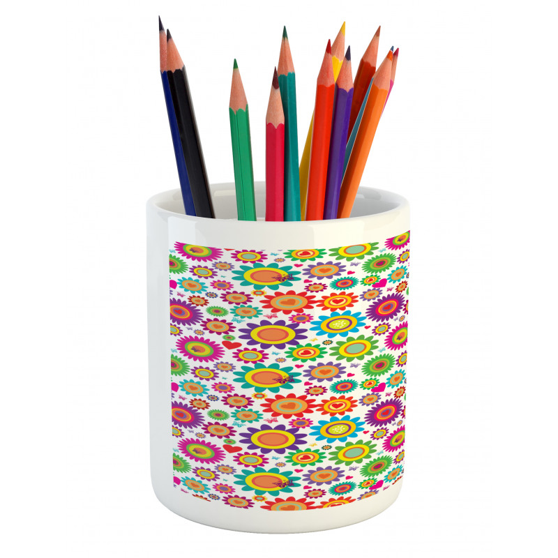 Colorful Camomiles Pencil Pen Holder