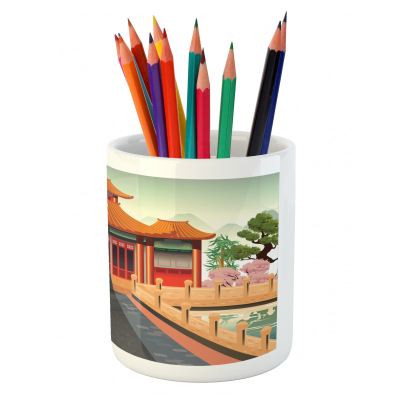 Chinese Building Asia Pencil Pen Holder