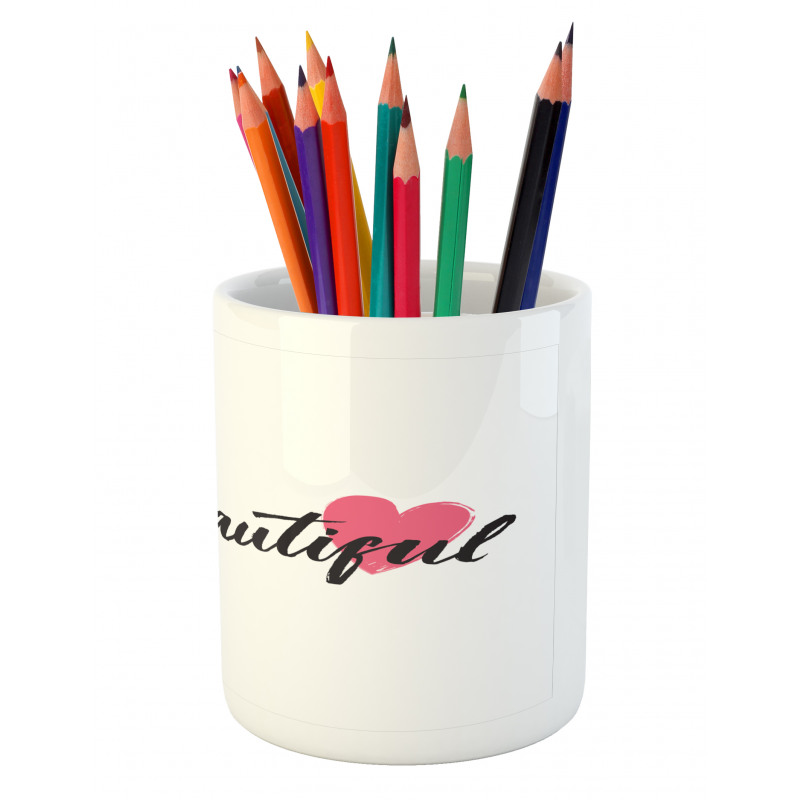 Pink Heart for Loved Ones Pencil Pen Holder