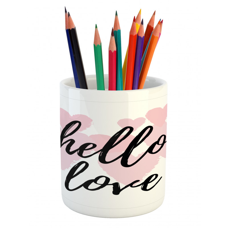 Romantic Phrase Hearts Pencil Pen Holder