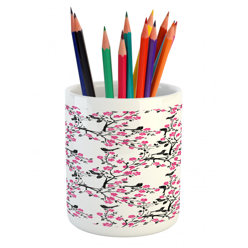 Sakura Tree Bird Pencil Pen Holder