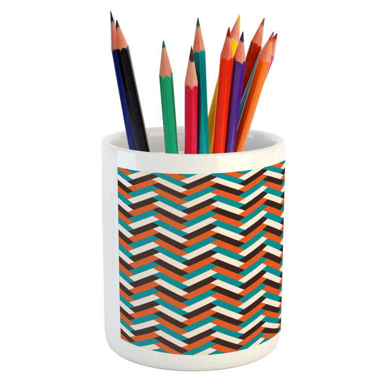 Retro Herringbone Pencil Pen Holder