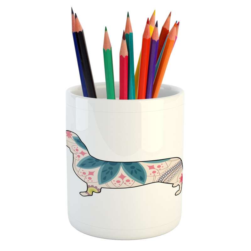 Floral Puppy Pencil Pen Holder