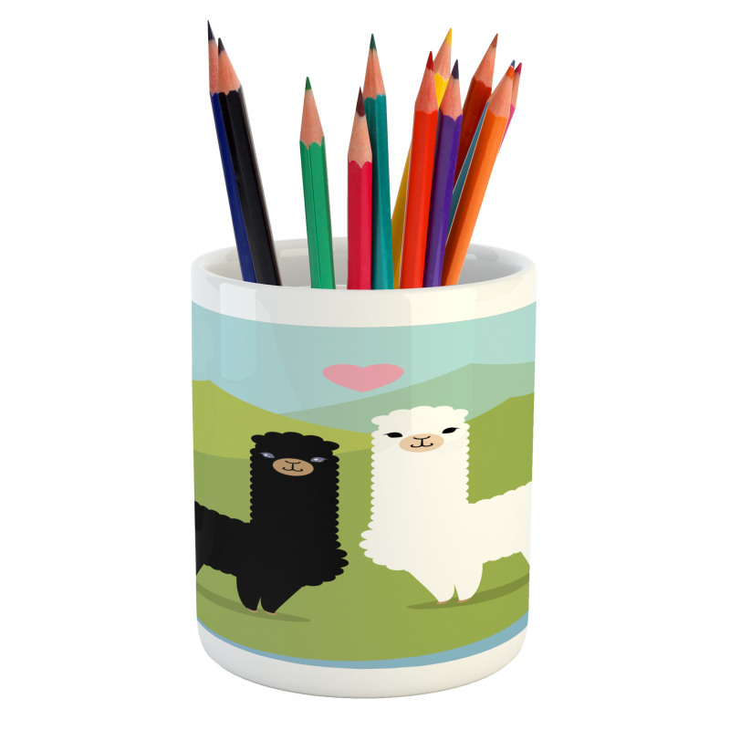 Animals in Love on Hill Pencil Pen Holder