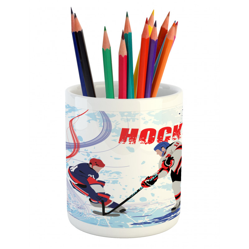 Players on Skating Rink Pencil Pen Holder