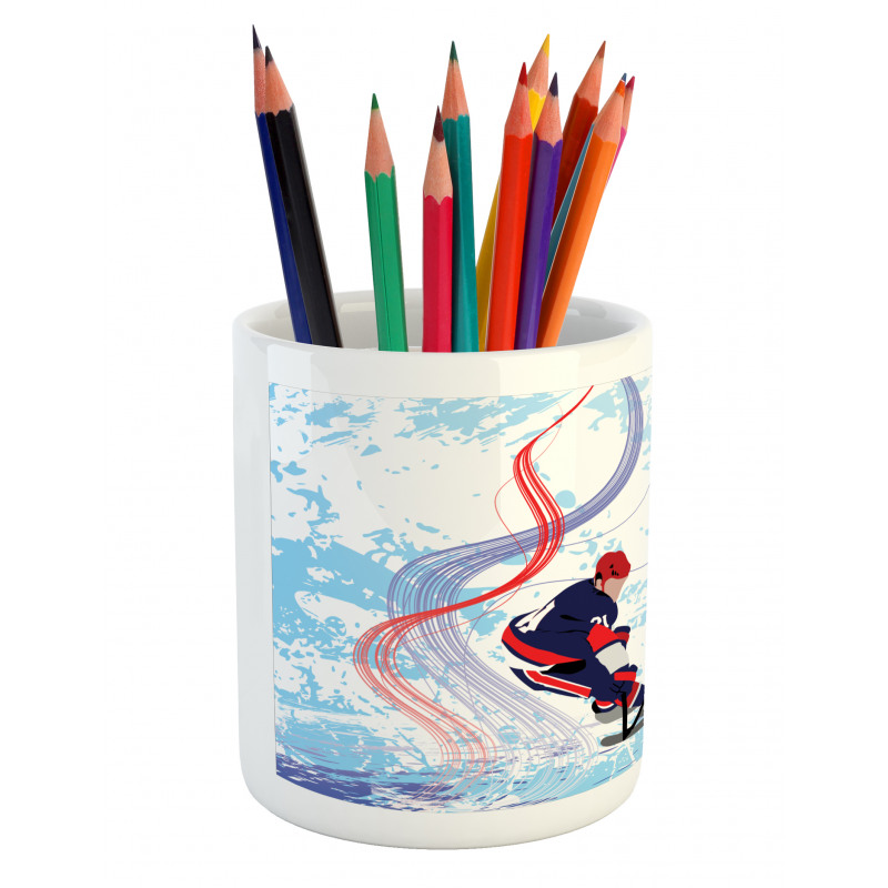 Players on Skating Rink Pencil Pen Holder