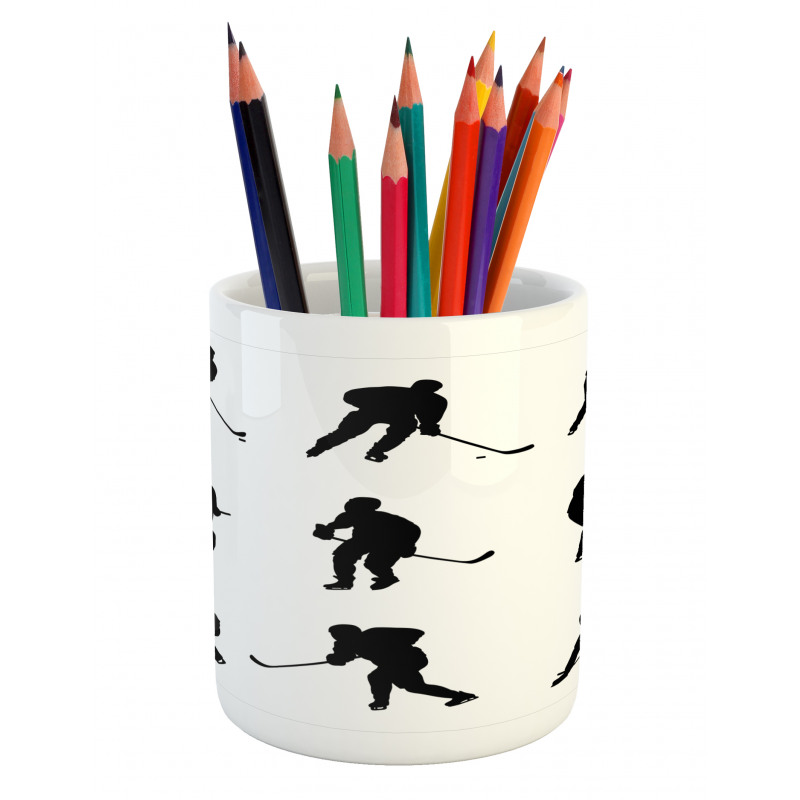 Black Player Silhouettes Pencil Pen Holder