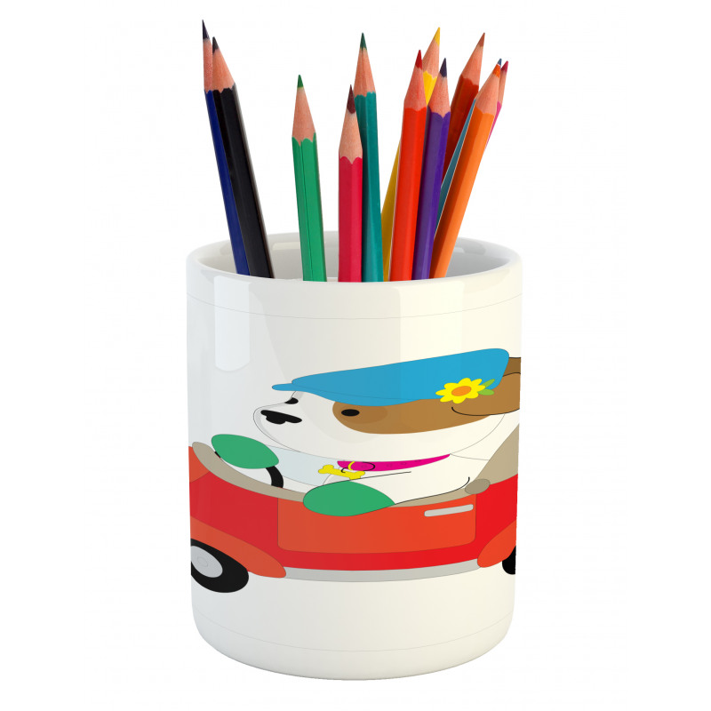 Puppy Driving Cap Pencil Pen Holder