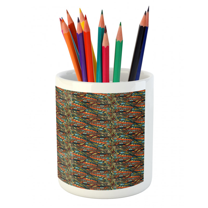 Abstract Waves Pattern Pencil Pen Holder