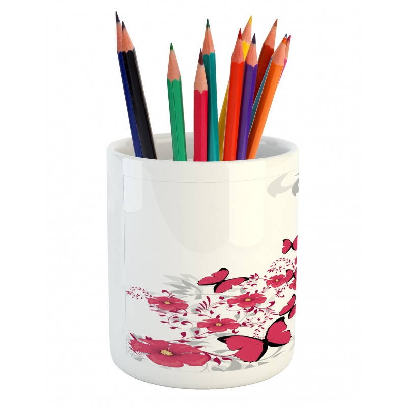 Flower Butterfly Pencil Pen Holder