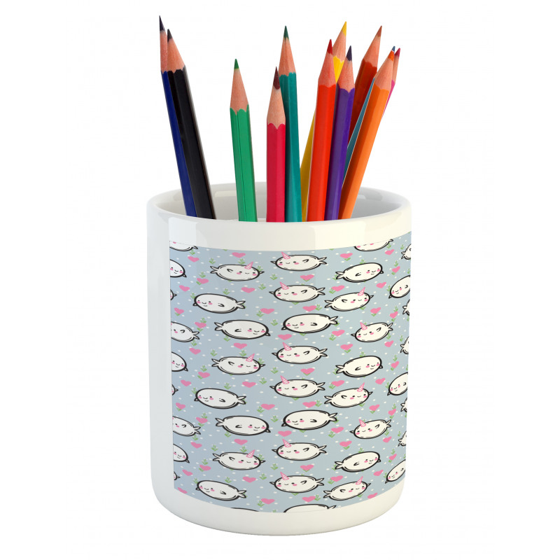 Cartoon Whales Hearts Pencil Pen Holder