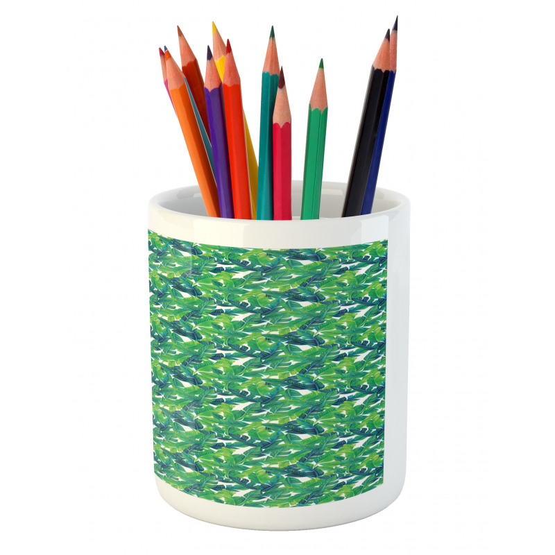 Lush Tropical Leaves Pencil Pen Holder