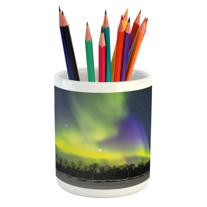 Aurora Borealis Forest Pencil Pen Holder