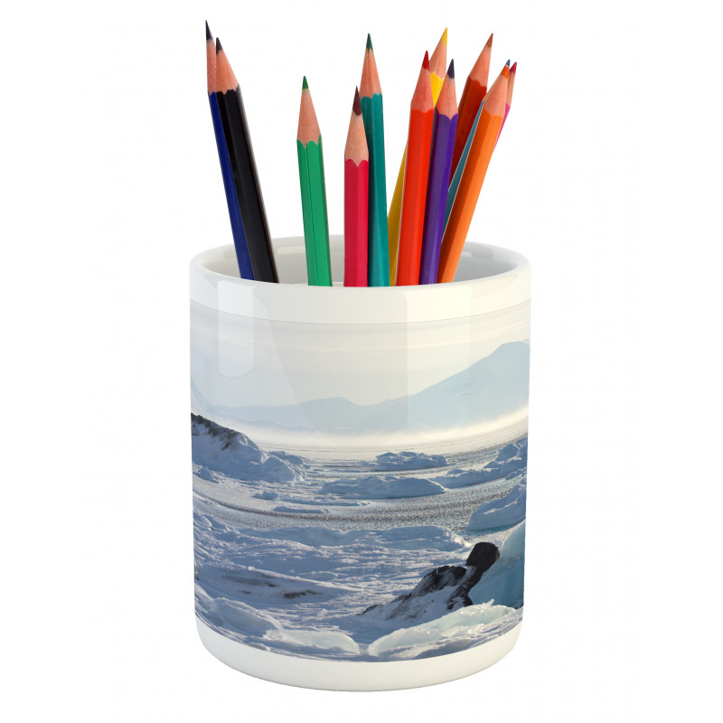 Arctic Winter Ice Lake Pencil Pen Holder