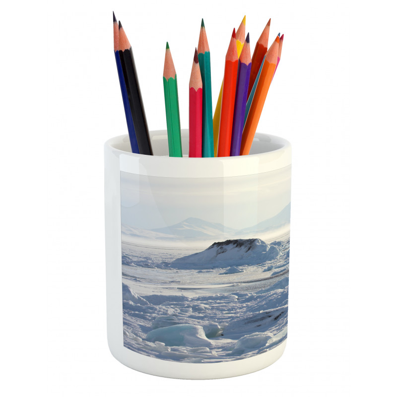 Arctic Winter Ice Lake Pencil Pen Holder