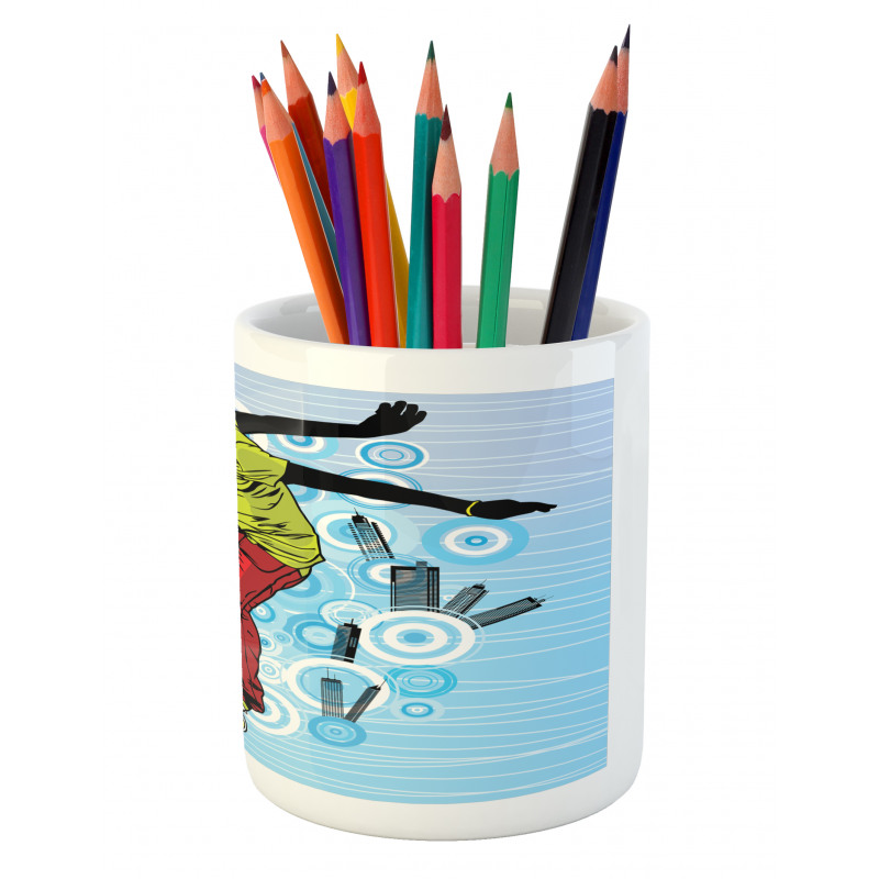 Teenager on Skateboard Pencil Pen Holder