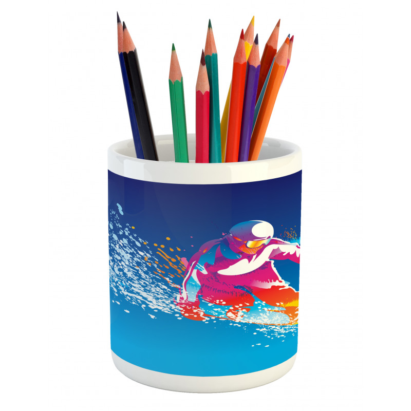 Colorful Snowboarding Man Pencil Pen Holder