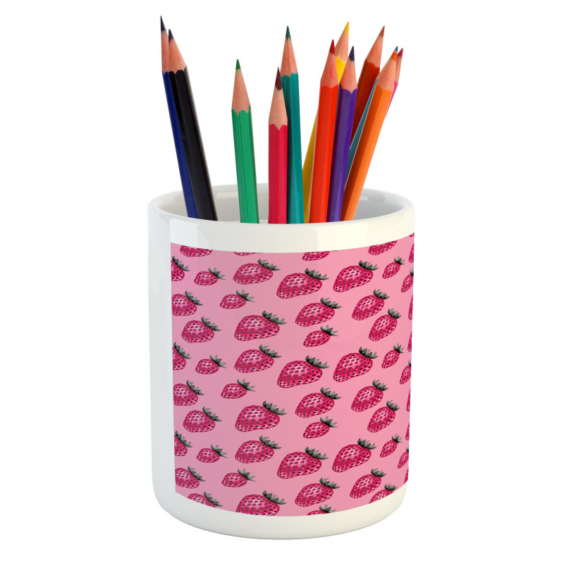 Pop Art Style Strawberry Pencil Pen Holder