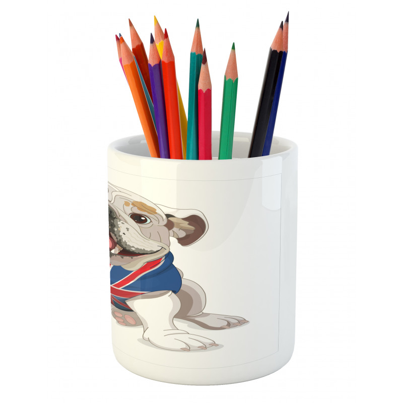 Puppy with Flag Pencil Pen Holder