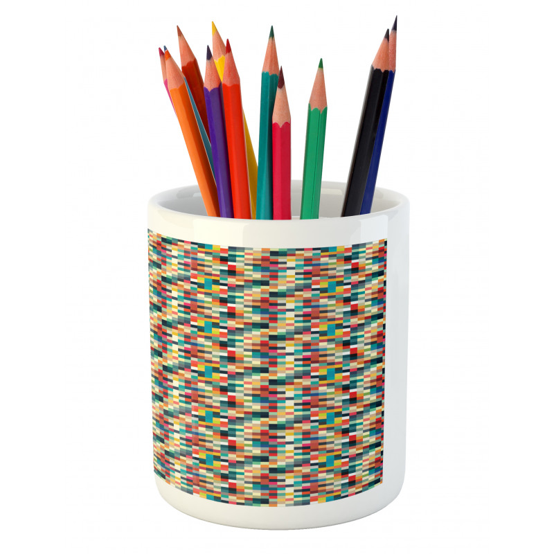 Colorful Squares Grid Pencil Pen Holder