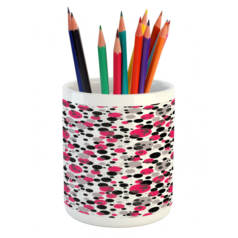 Retro Circle Dots Pencil Pen Holder