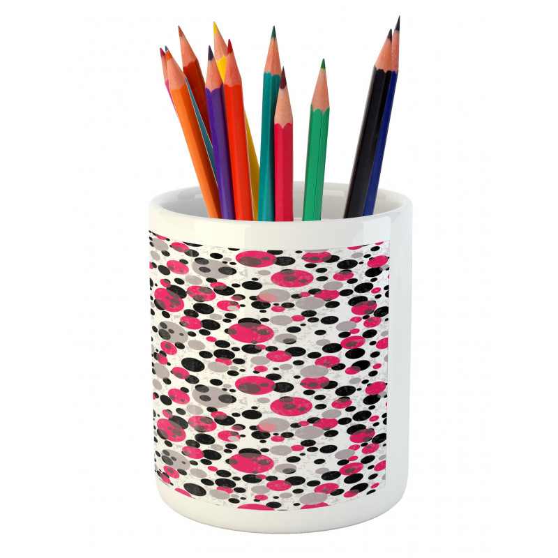 Retro Circle Dots Pencil Pen Holder