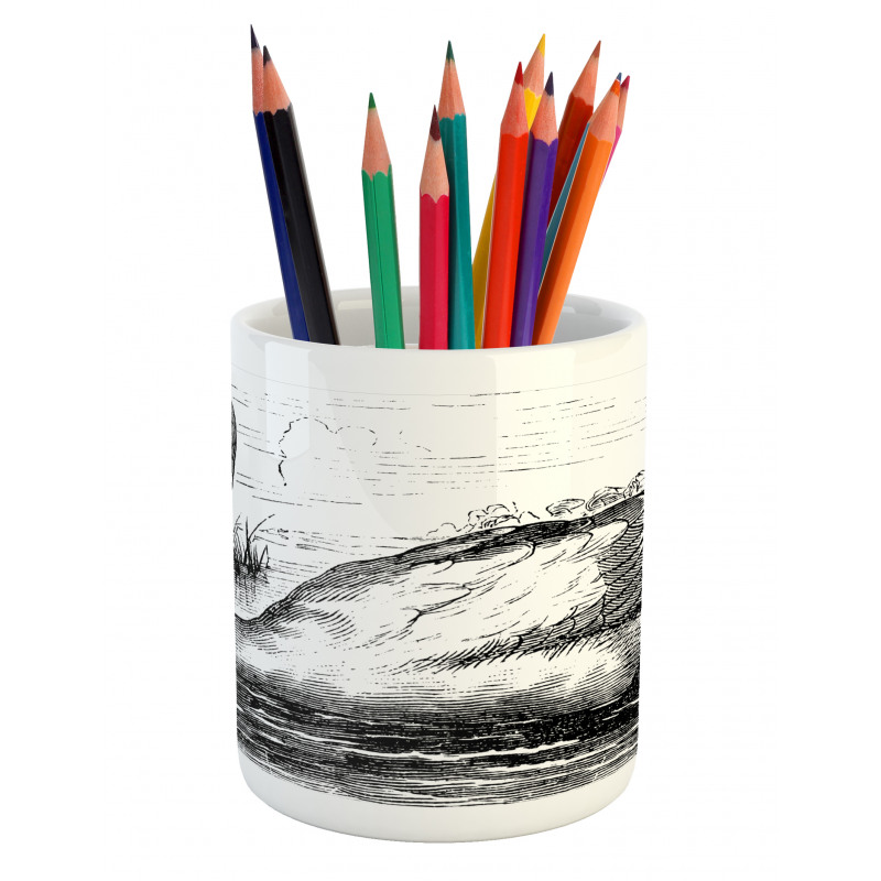 Hand Drawn Swan Design Pencil Pen Holder