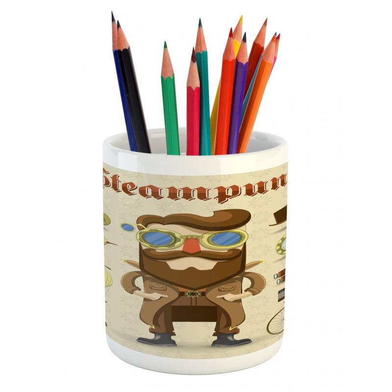 Hipster Gentleman Pencil Pen Holder