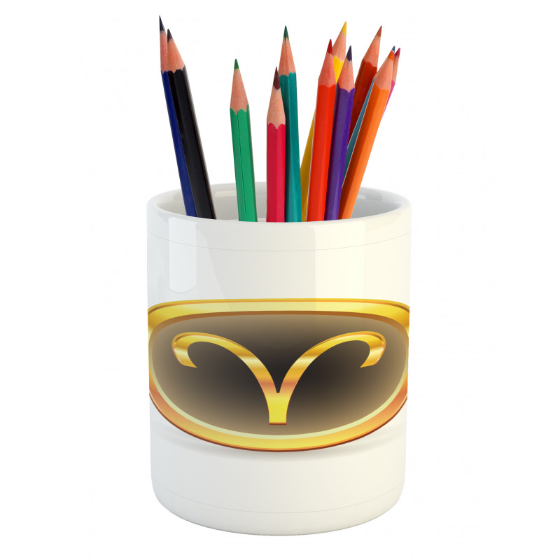 Yellow Round Sign Pencil Pen Holder