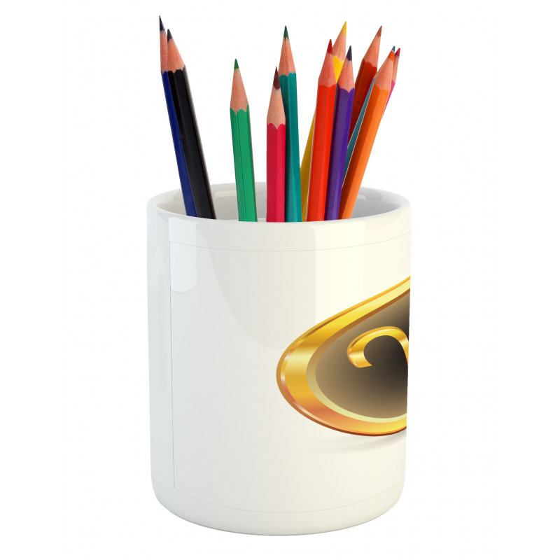 Yellow Round Sign Pencil Pen Holder