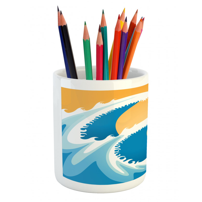 Huge Sea Waves Summer Pencil Pen Holder