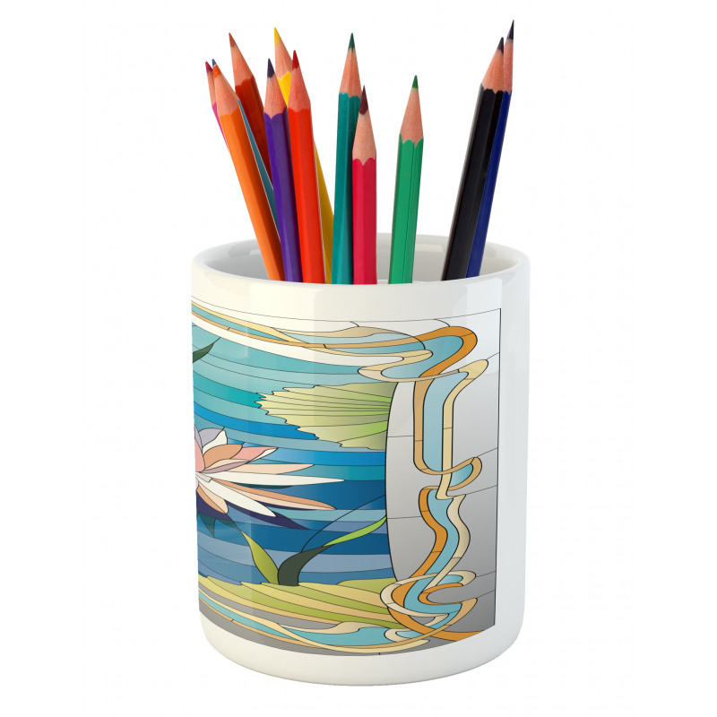 Stained Glass Lotus Pencil Pen Holder