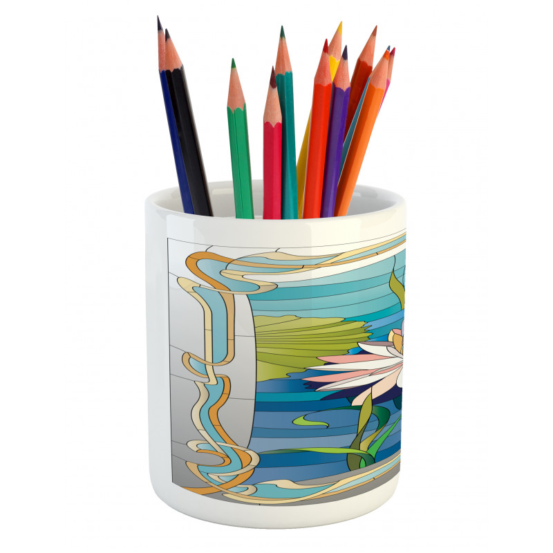 Stained Glass Lotus Pencil Pen Holder