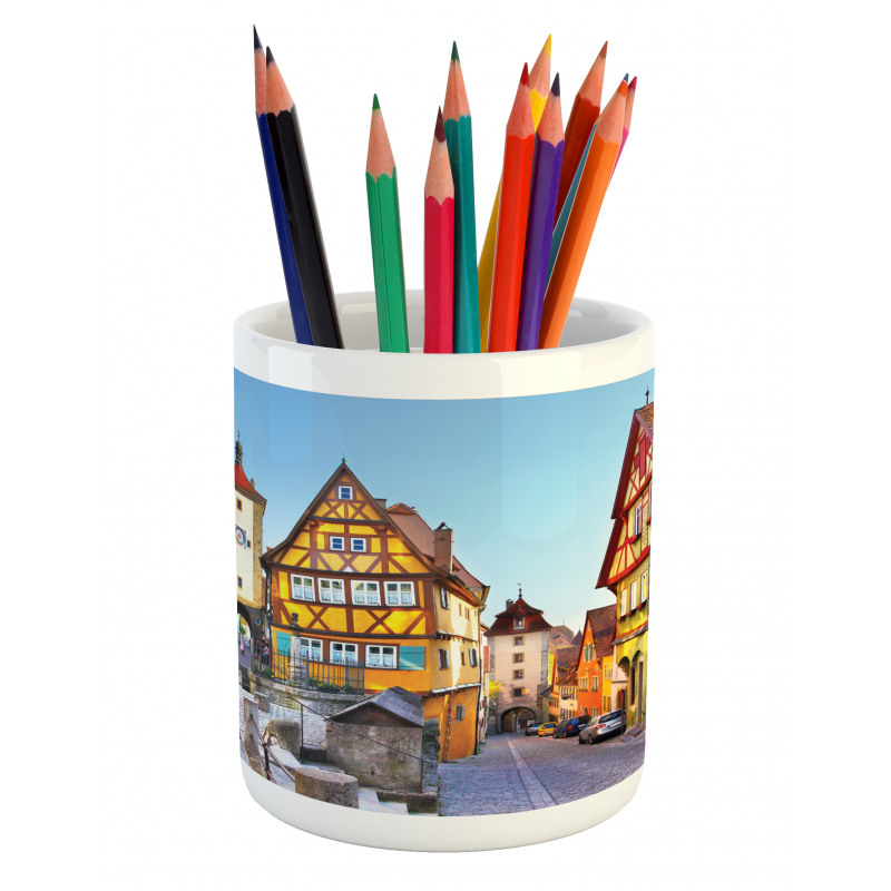 Colorful Street Houses Pencil Pen Holder