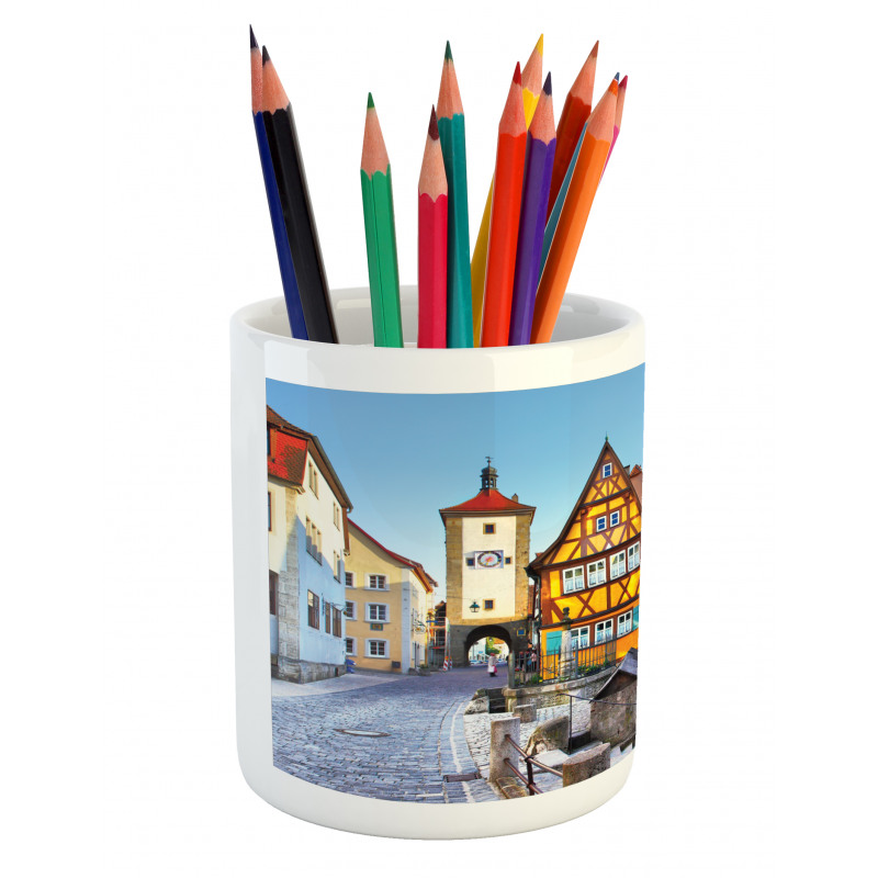 Colorful Street Houses Pencil Pen Holder