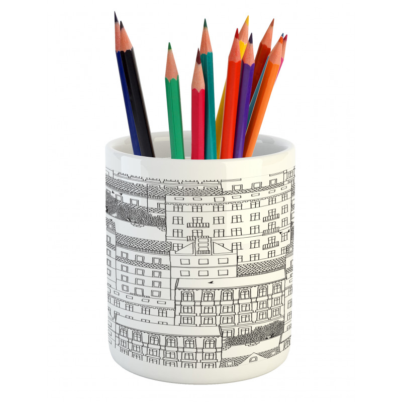 Hand Drawn Houses Town Pencil Pen Holder