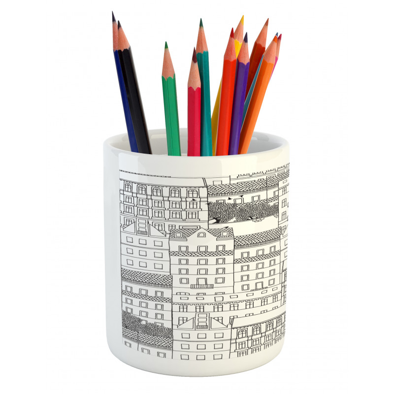 Hand Drawn Houses Town Pencil Pen Holder