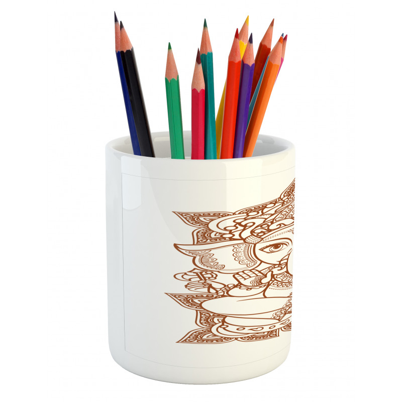 Asian Figure Symbol Boho Pencil Pen Holder