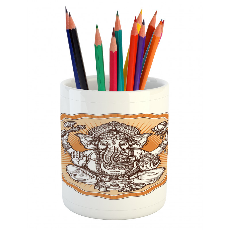 Flower Hippie with Animal Pencil Pen Holder