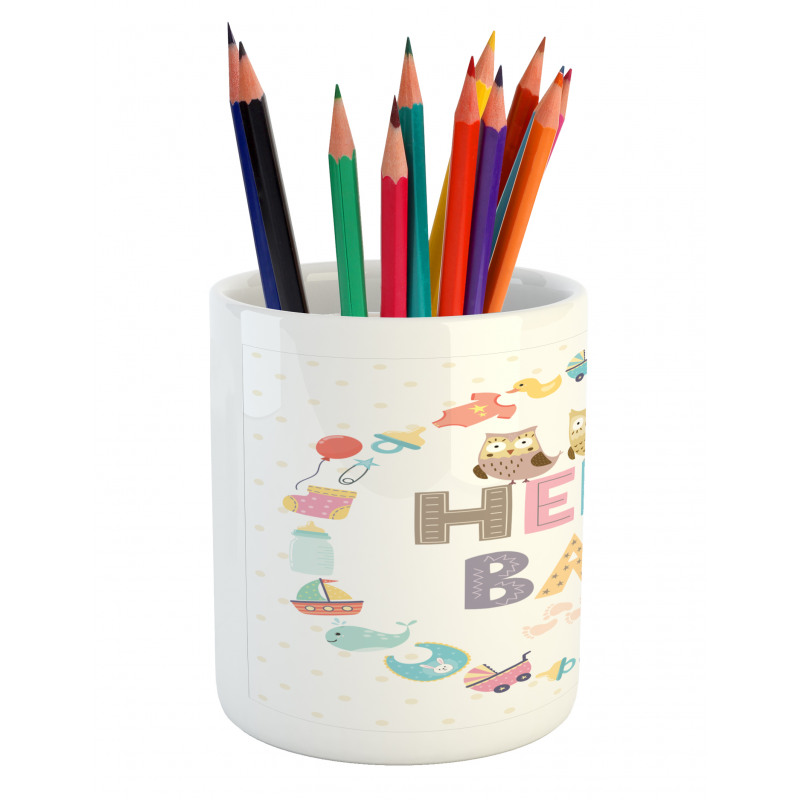 Hello Baby Owls Pencil Pen Holder