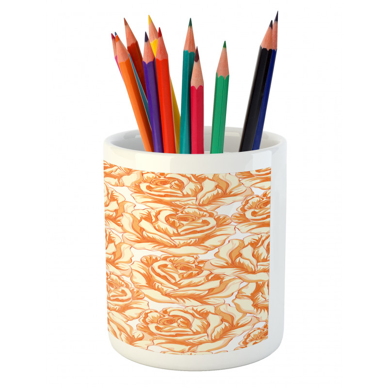 Romantic Love Flowers Pencil Pen Holder