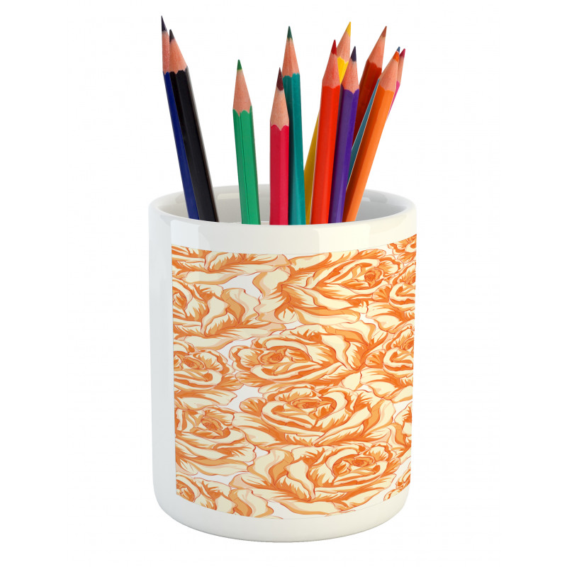 Romantic Love Flowers Pencil Pen Holder