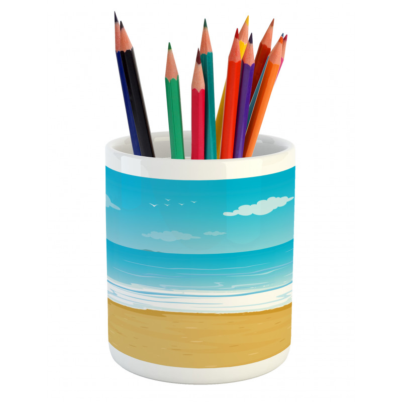 Sandy Beach Ocean Pencil Pen Holder