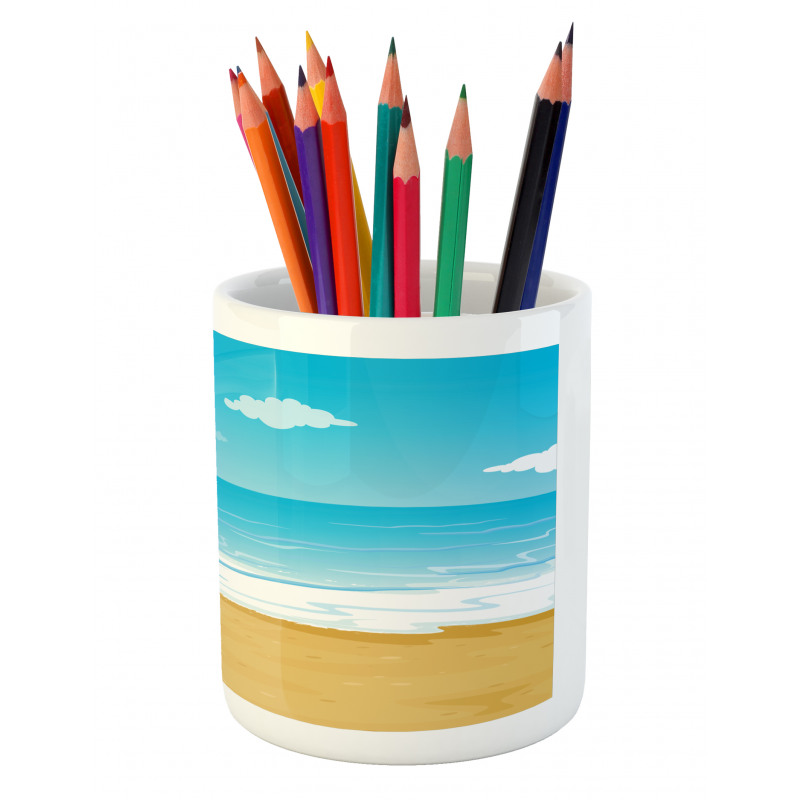 Sandy Beach Ocean Pencil Pen Holder