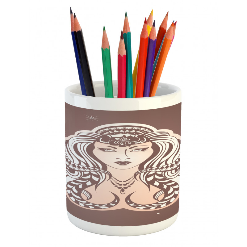 Tribal Woman Art Pencil Pen Holder